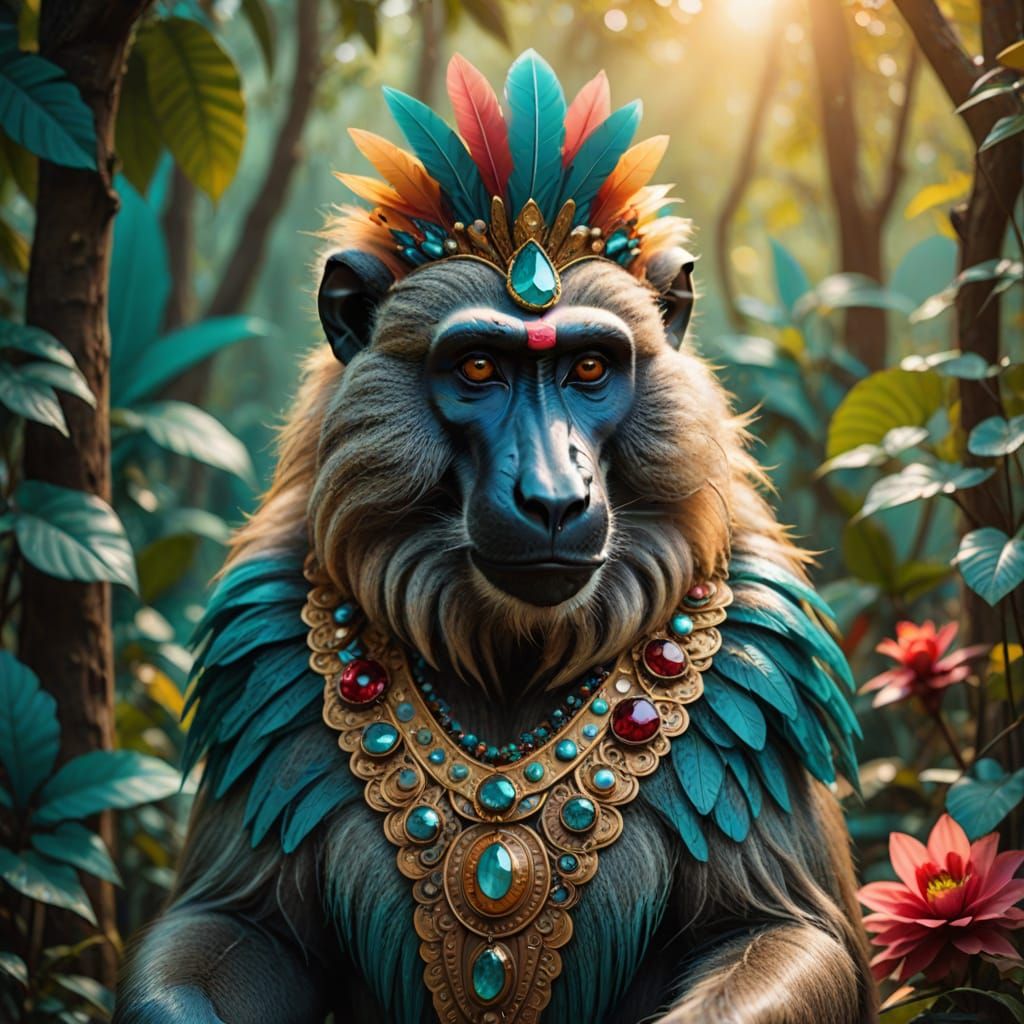 Surreal Jungle God in Vibrant Colors