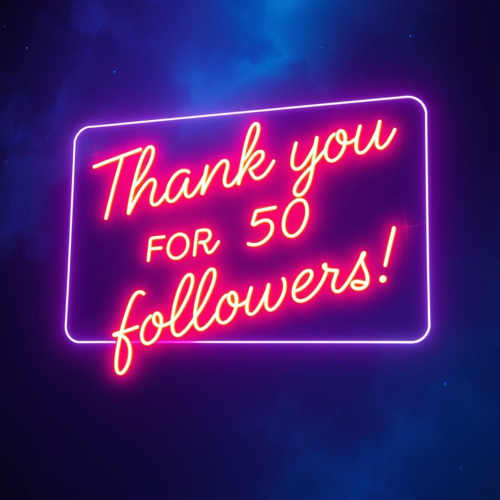 Glowing Neon Sign in Mystic Night Sky