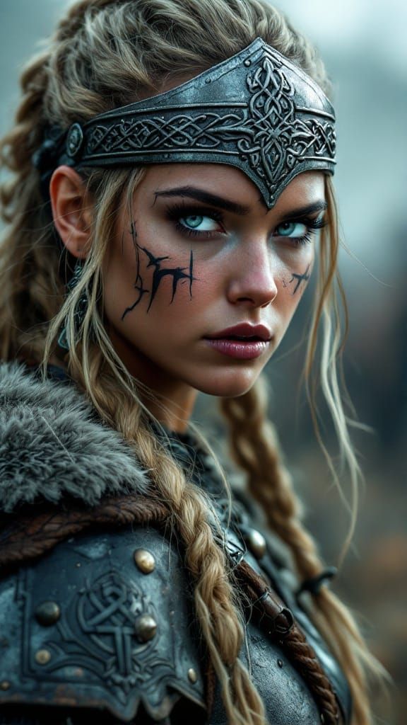 Epic Fantasy Shieldmaiden in Cinematic Realism