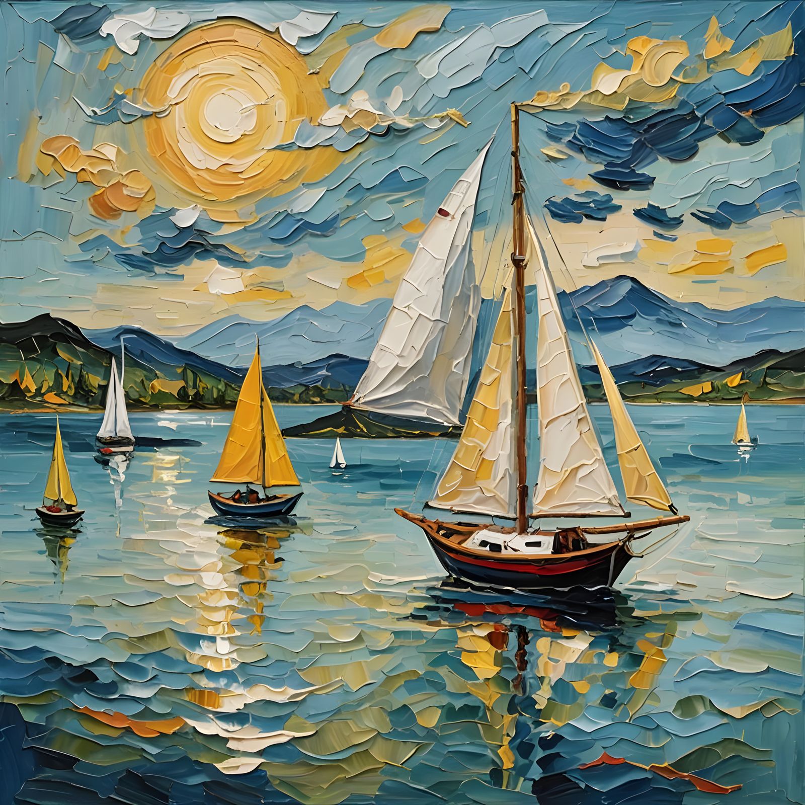 Great Lakes Impasto Painting in Expressionist Style