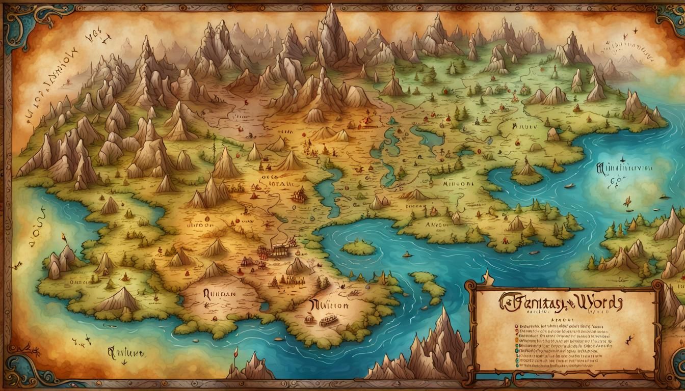 Detailed Fantasy Map of Continent Hwillem