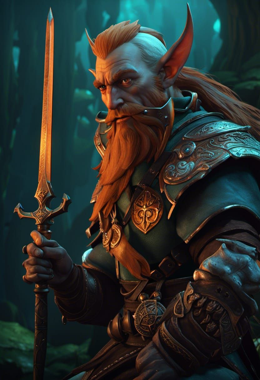 Firbolg Swords Bard in Hyperrealistic Fantasy Style