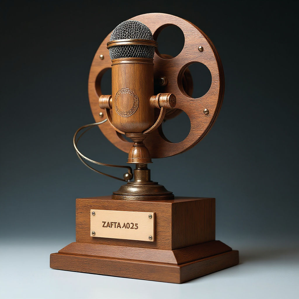 Copper and Wood ZAFTA Award with Film and Mic