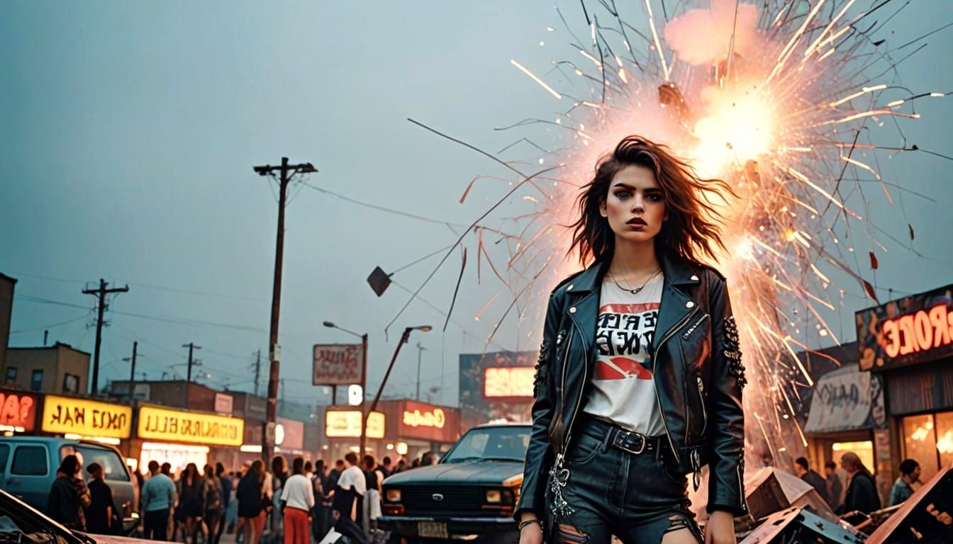 Cubist Discotheque Chaos in Neon Haze