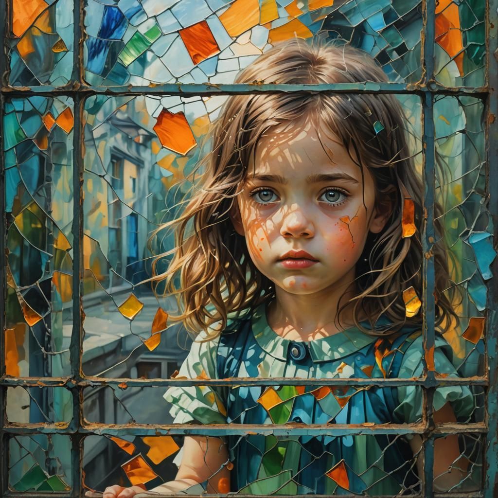 Surreal Girl at Window: Abstract Expressionism