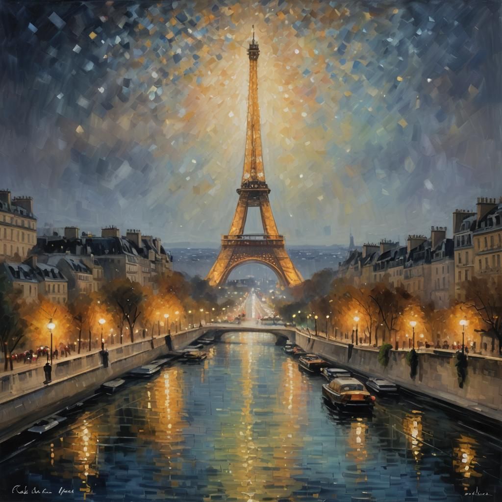 Eiffel Tower at Night: An Impressionist Dreamscape