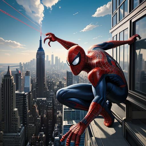 Surreal Spiderman Leaps Through Vibrant New York City in Pho...