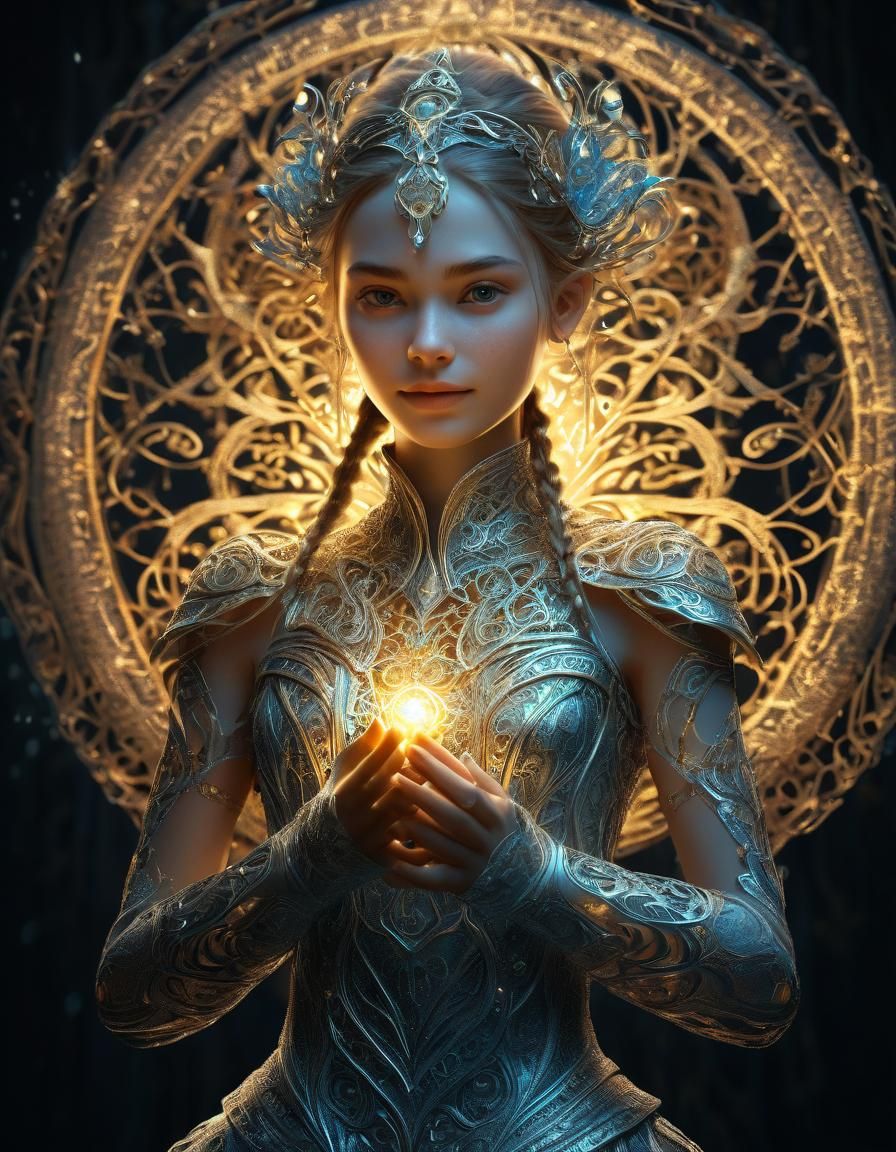 Radiant Elf of Light with Magical Filigree