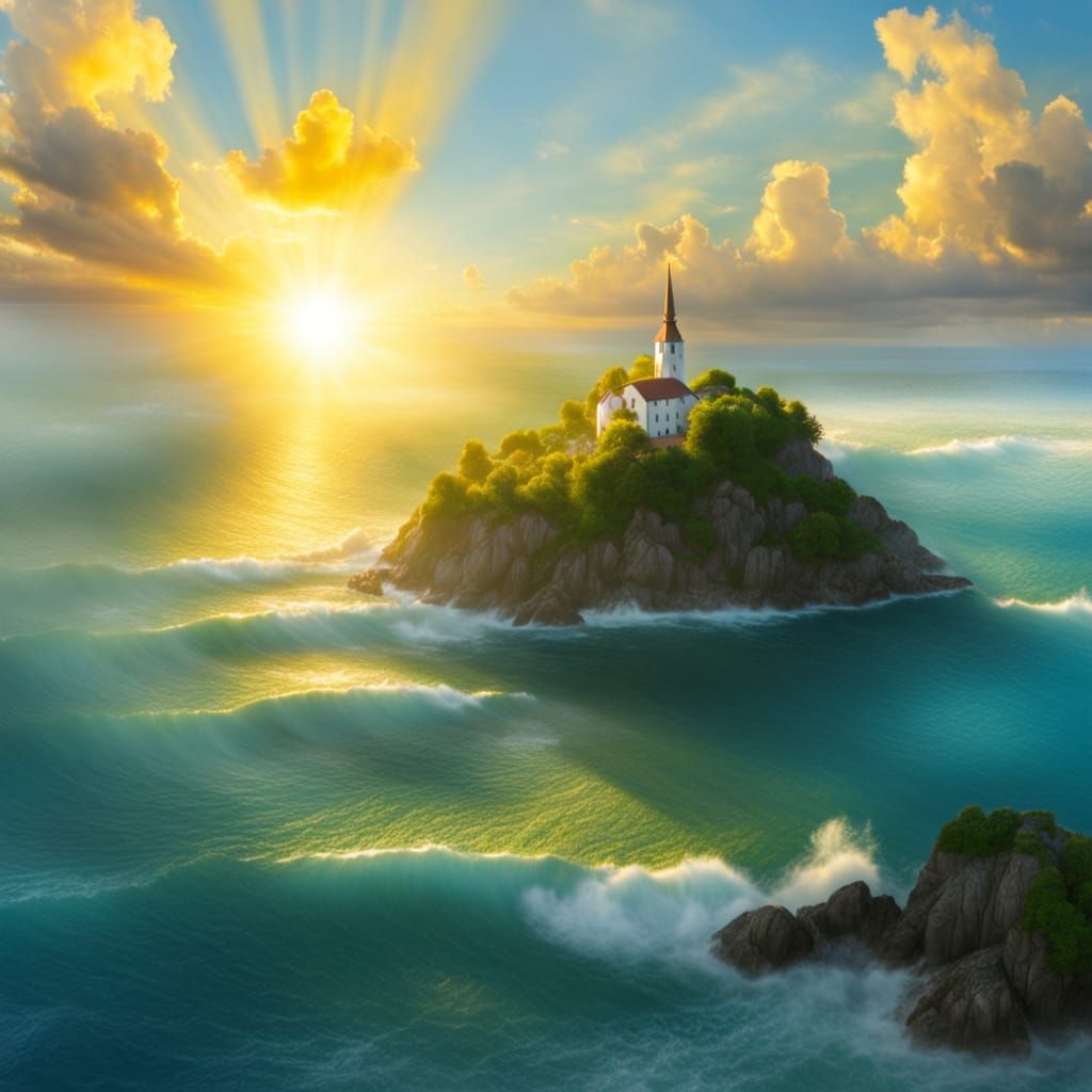 Floating Island in Heavenly Sunshine