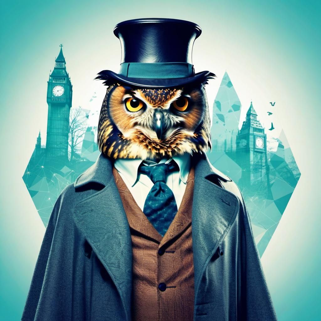 Abstract Owl Detective in Sherlock Holmes Outfit