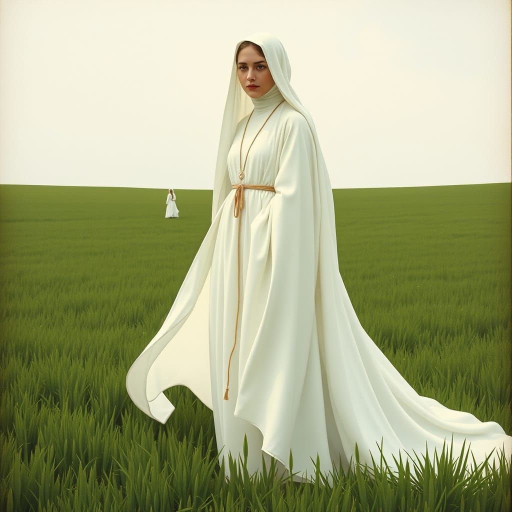 Woman in Medieval Nun Robes, Art Nouveau Style