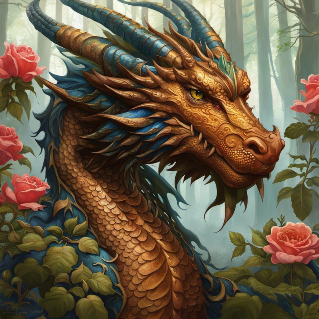 Intricate Blue Dragon Portrait in Detailed Digital Art