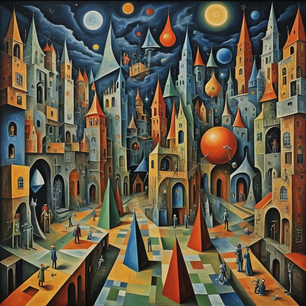 Psychedelic Flying Creatures in Surreal Oil Painting