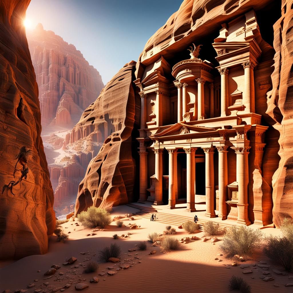 Petra Treasury at Sunrise: Fantasy Concept Art