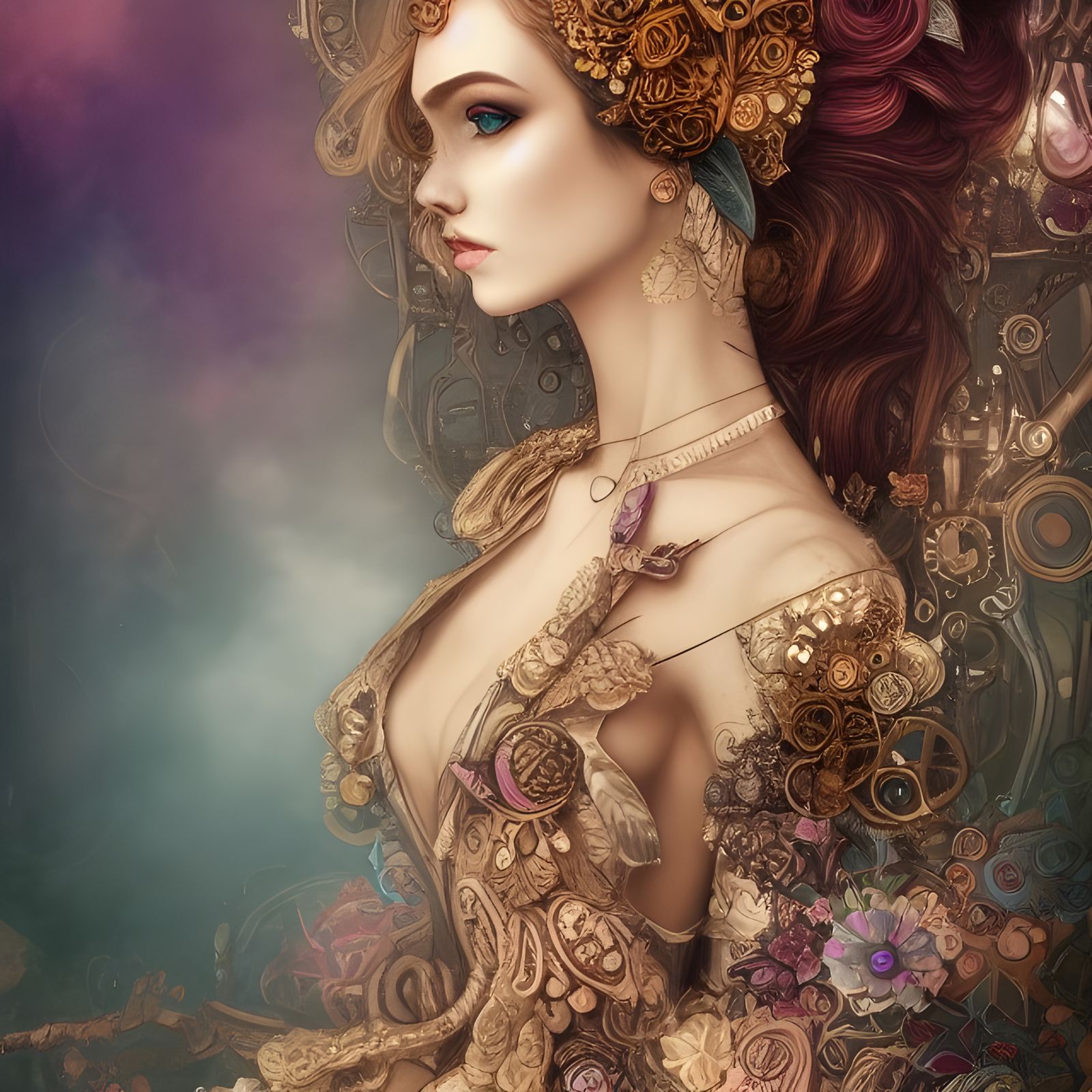 Steampunk Woman Portrait in Detailed Style