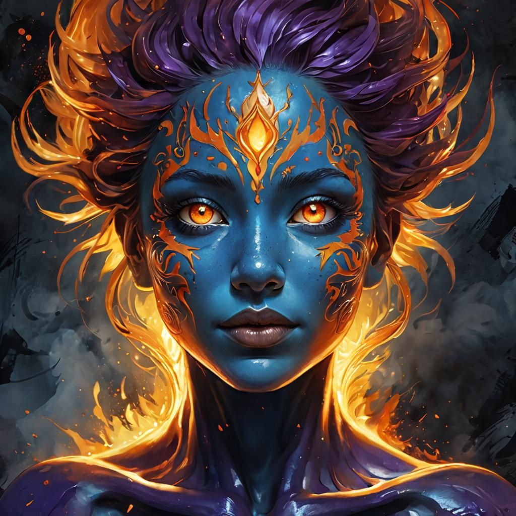 Ethereal Fire Elemental in Detailed Digital Painting