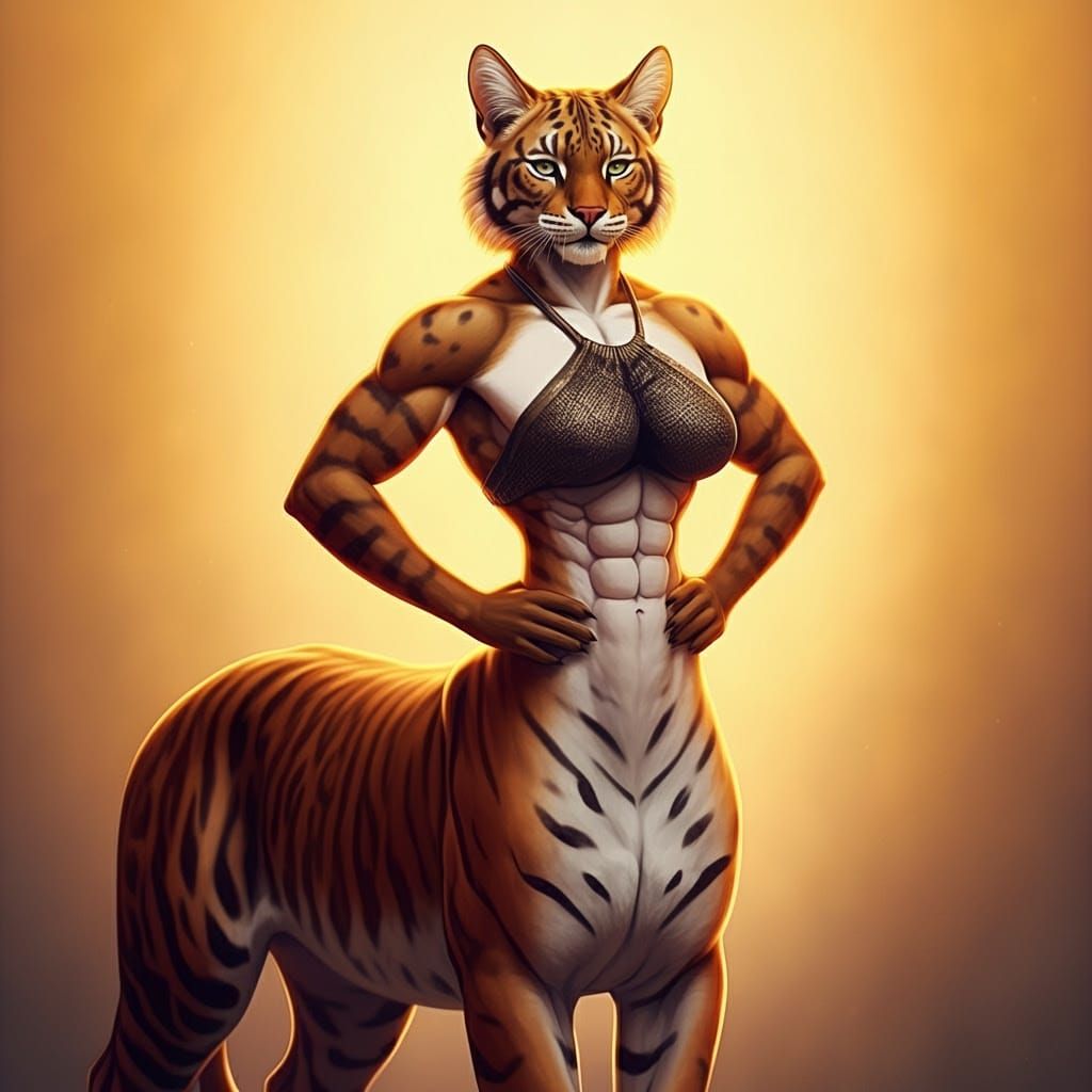 Majestic Chakat in Golden Savannah Sunset