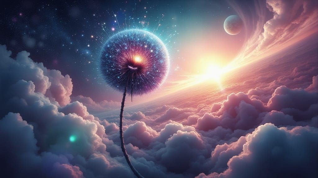Giant Dandelion Seed in Gas Giant Sky
