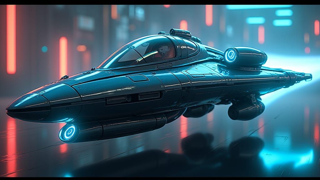 High-Tech Spaceship Inspired by Warframe's Lotus