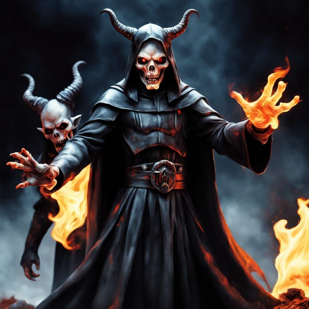 Demonic Transformation: A Horror Portrait in Doré Style