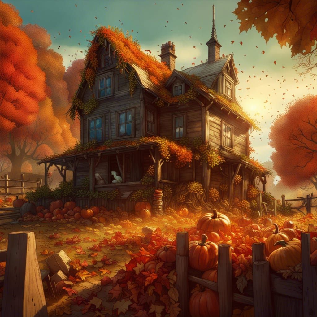 Quaint Farmhouse Amidst Rolling Autumn Foliage