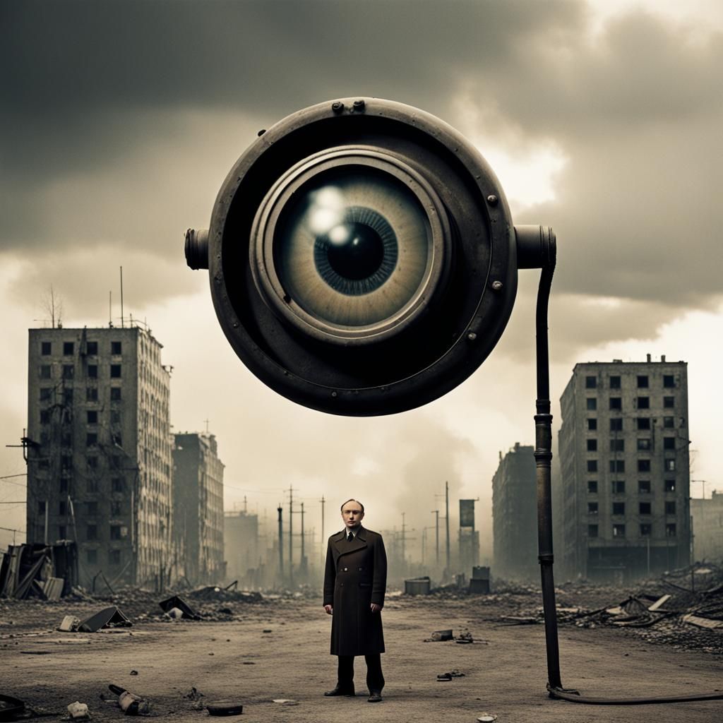 Dystopian Post-Apocalyptic Movie Scene: Big Brother