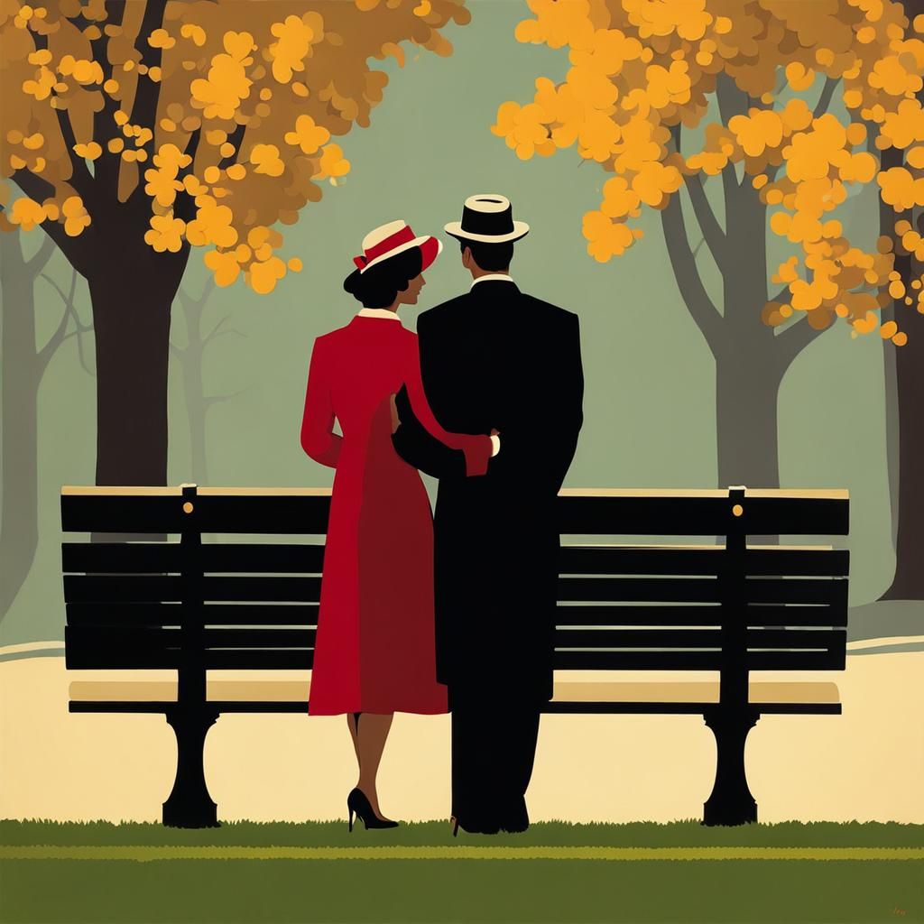 Romantic Park Scene in Classic Scottish Style