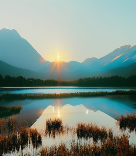 Majestic Sunrise Over Mountain Peaks