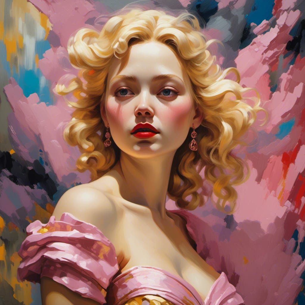 Expressive Impressionistic Portrait of a Blonde Woman