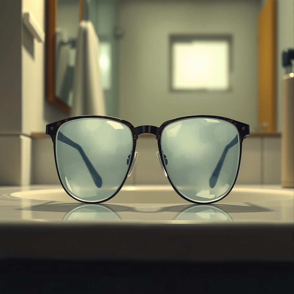 Fogged Glasses on Counter in Digital Painting Style