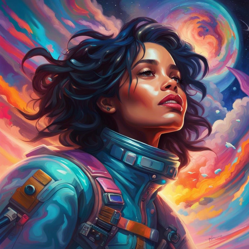 Colorful Psychedelic Astronaut Airbrush Art