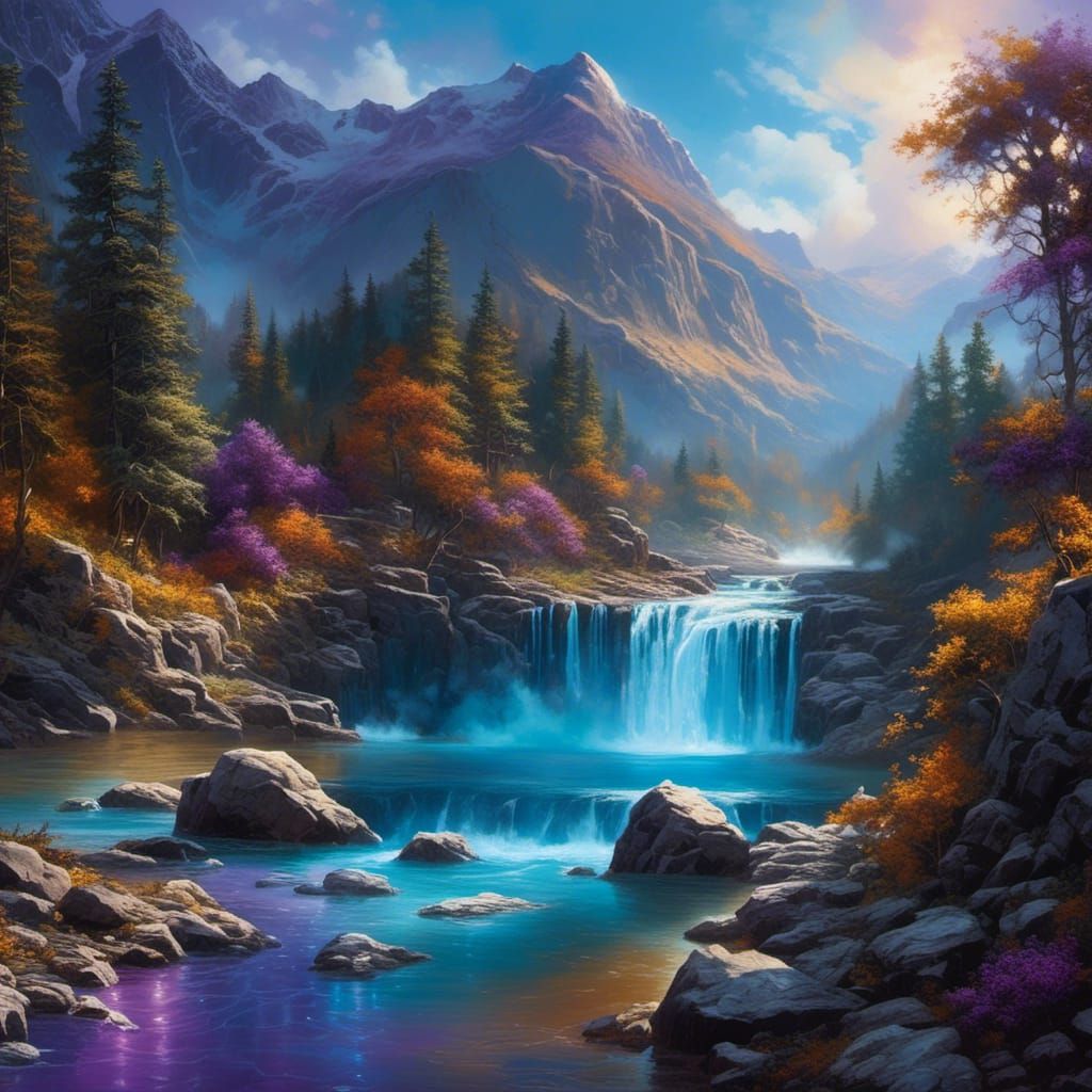 Electrified River in Blue Hues as Alcohol-Ink Art