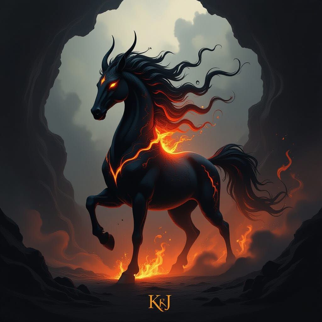 Spectral Fire Nuckelavee in Shadow Art Style