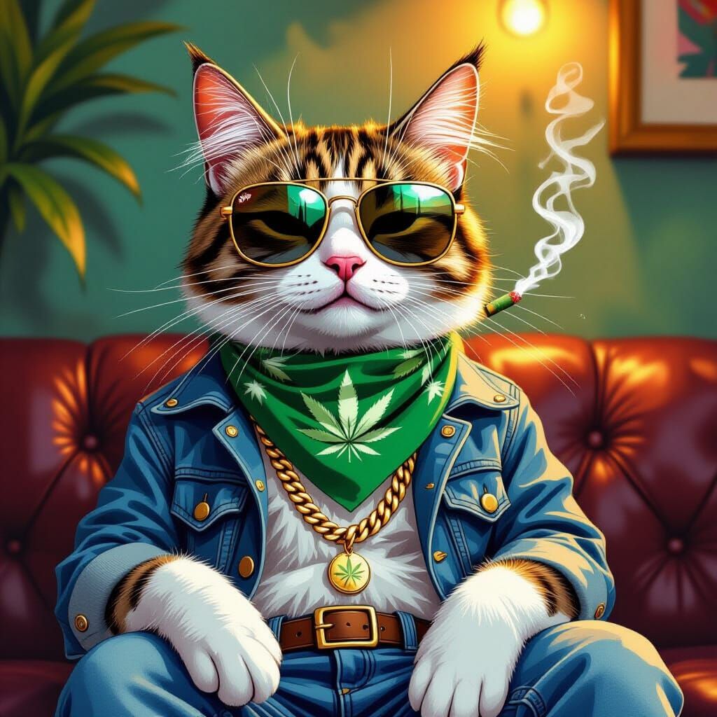 Chill Whiskers: The Cool Cat in Pop Art Style