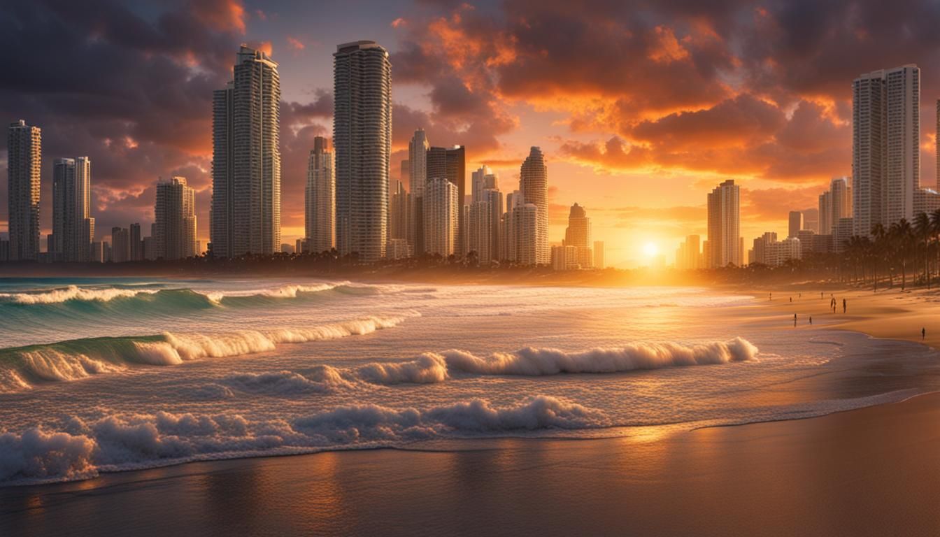 Sunset Over Surfers Paradise: Epic Digital Painting