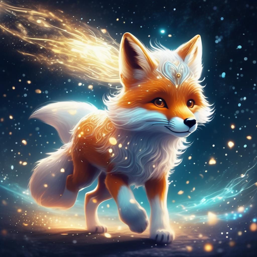"(epic extremely detailed adorable spirit ghost cute fox wal...