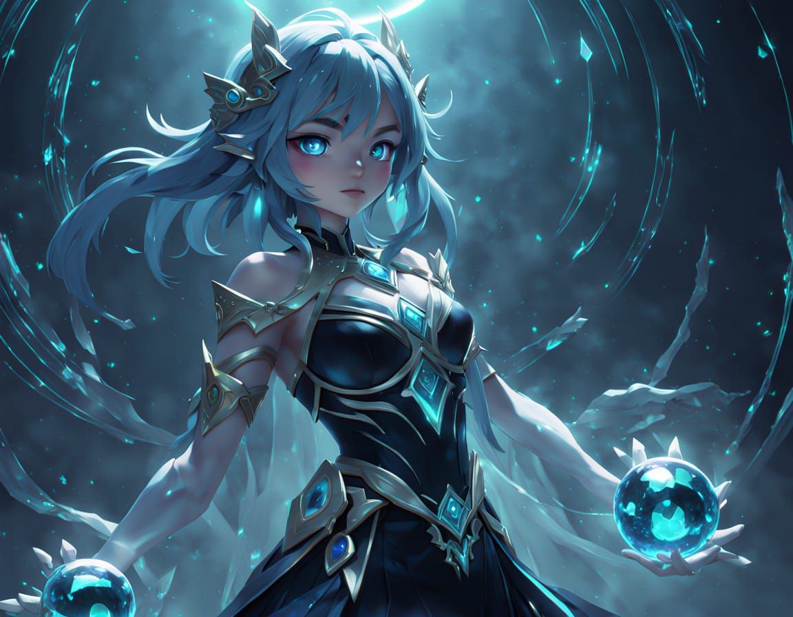 Surreal Anime Eyeballs Radiate Ethereal Energy in Dark Void