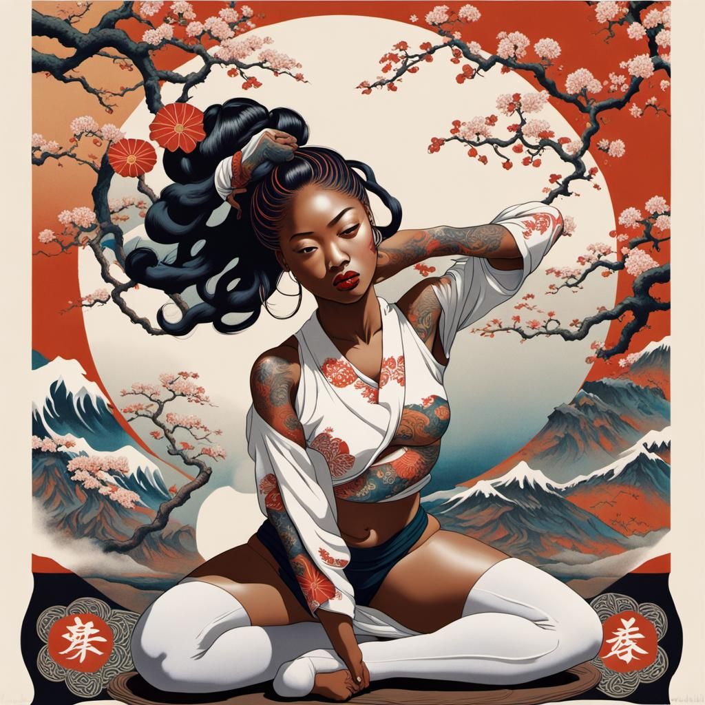 Retro Japanese Poster: Young Woman Stretching