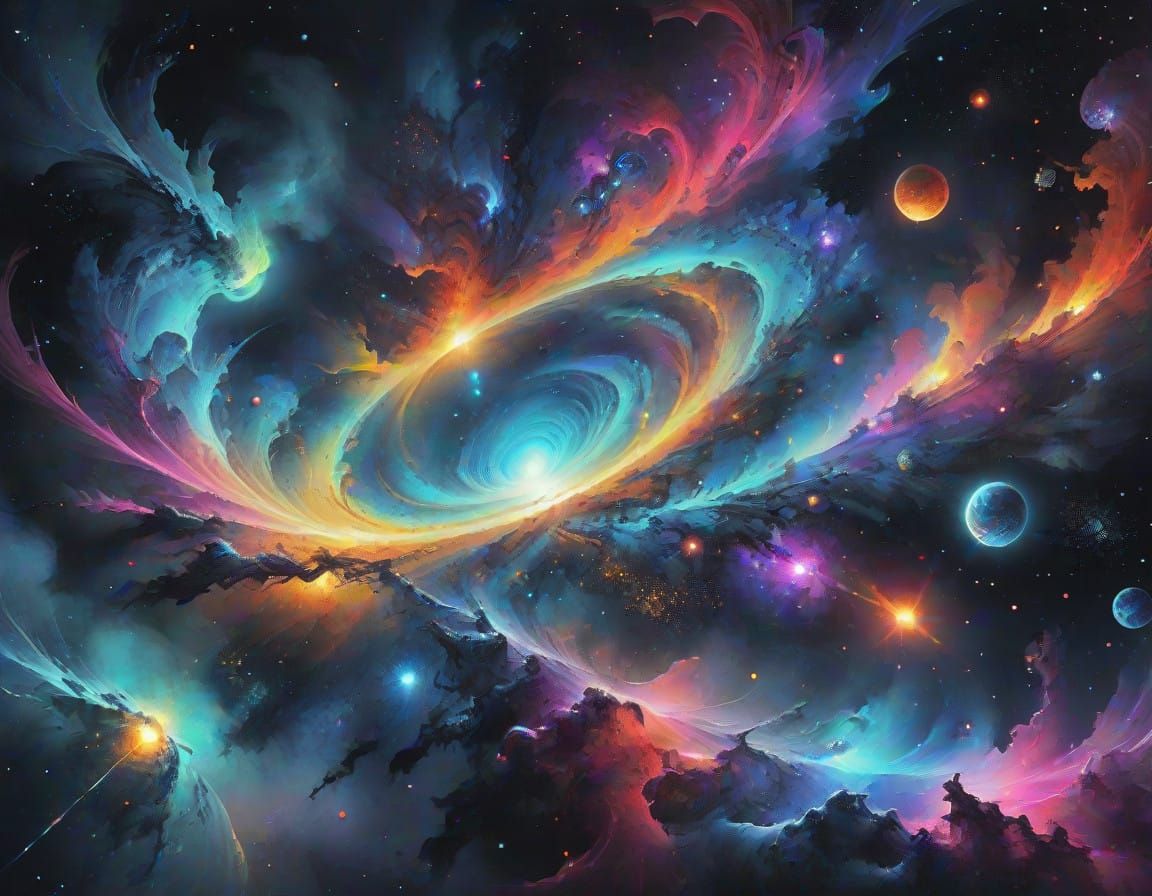 Fractal Cosmic Odyssey in Neon Hues