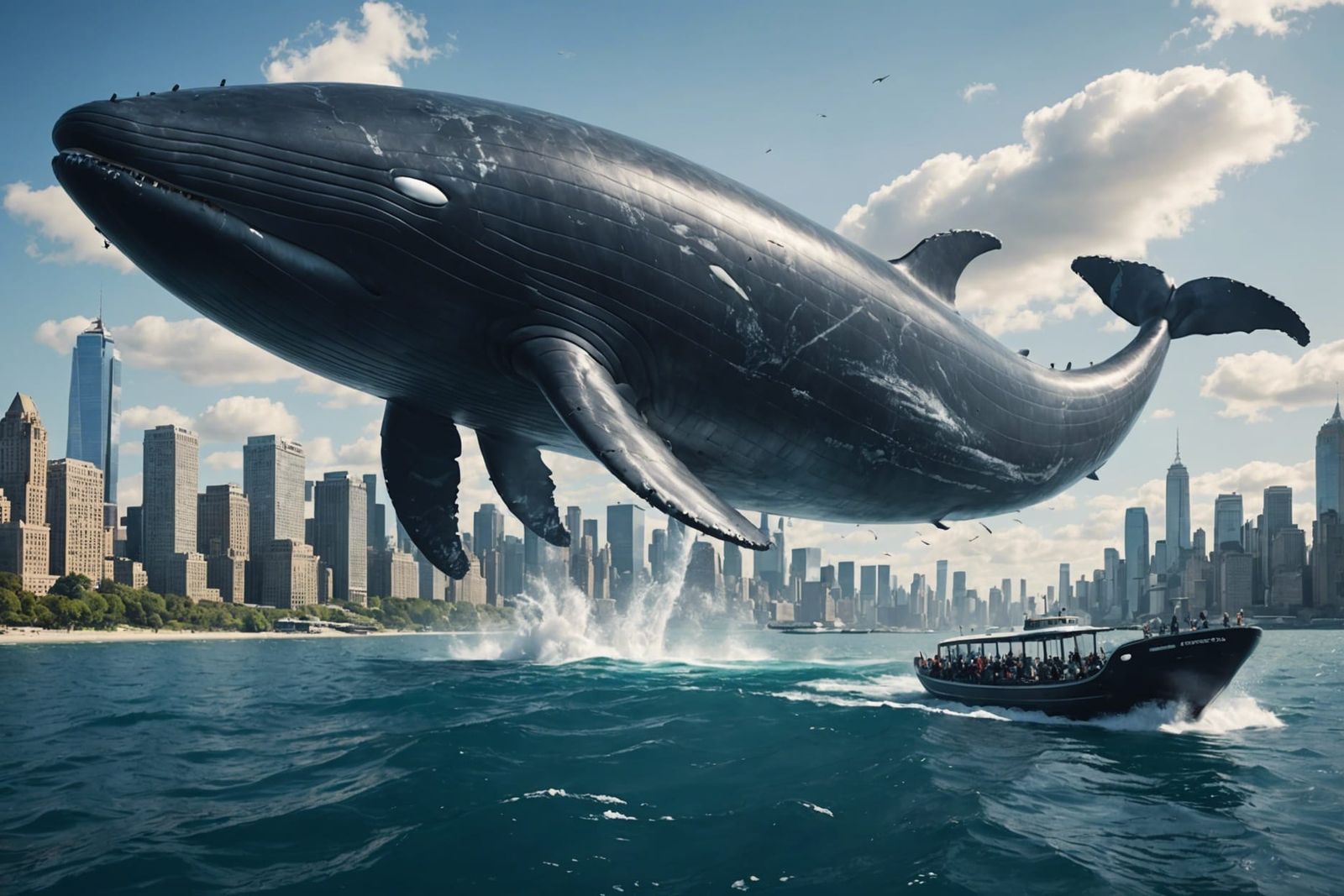 City on Whale's Back Amidst the Ocean