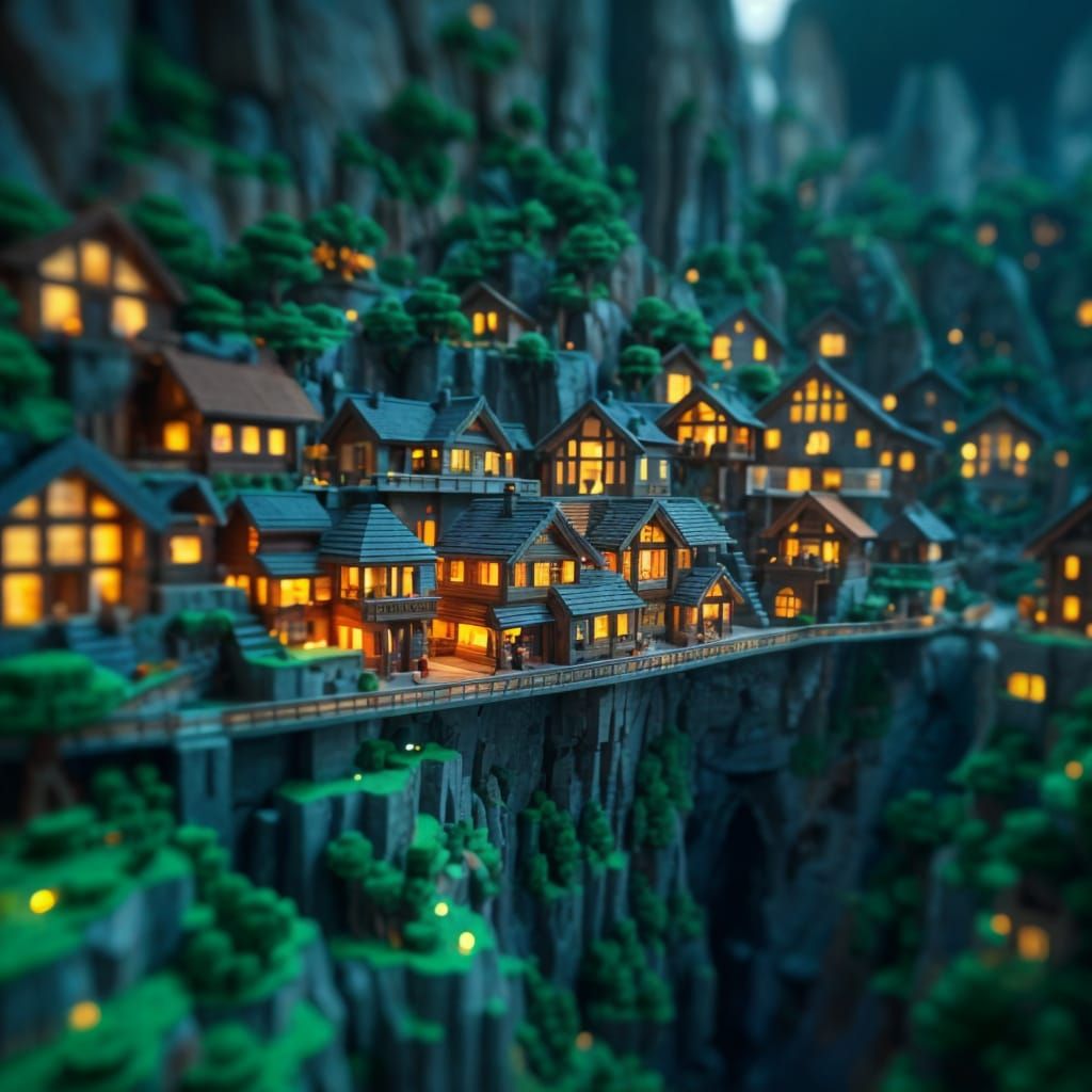 Minecraft Houses Connected by Skyway Bridges