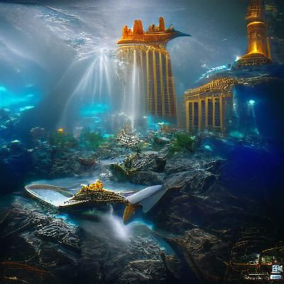 Futuristic Atlantis Thriving in an Aquarium