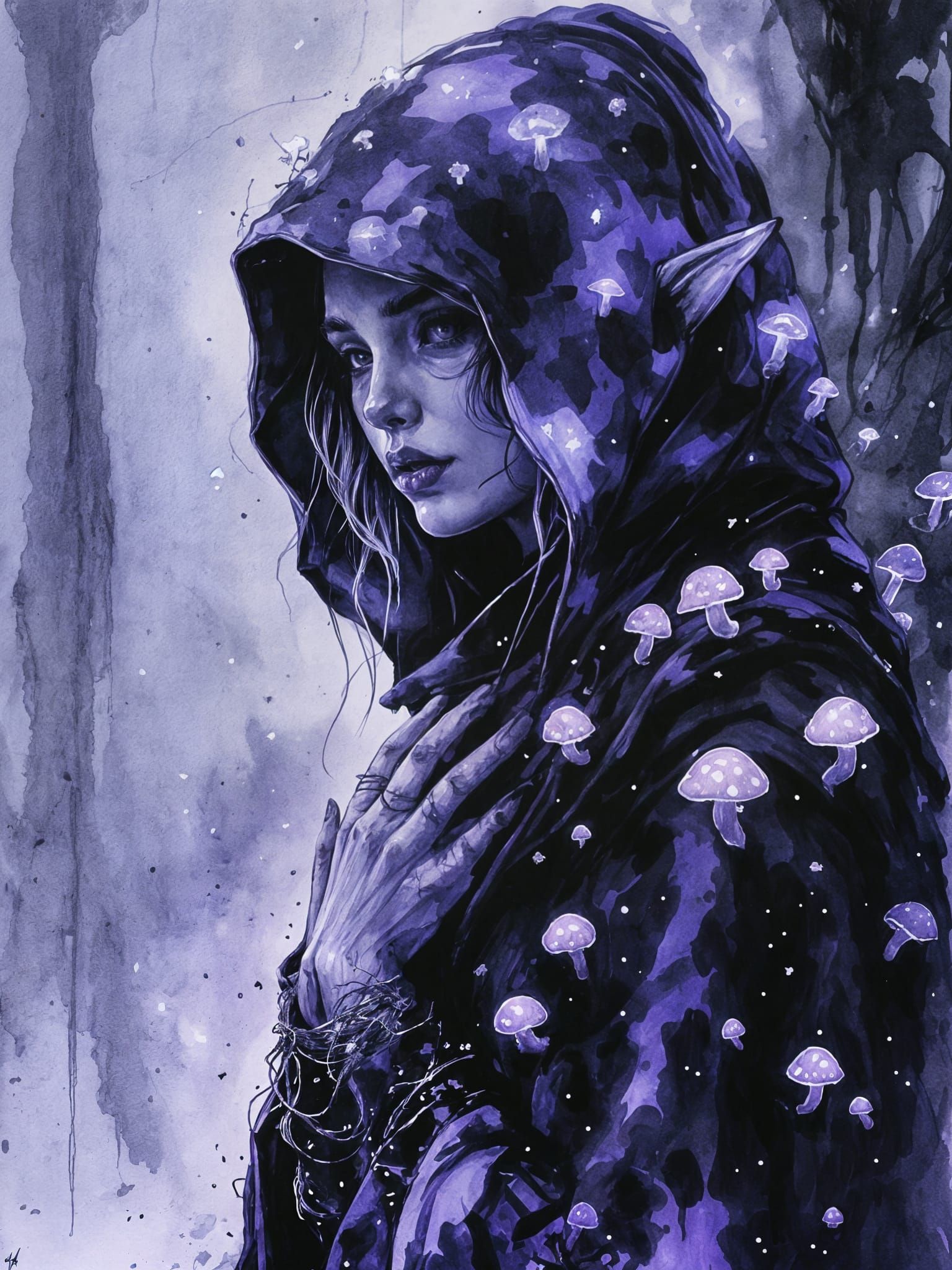 Enigmatic Druidess in a Circle of Mysterious Earthly Power