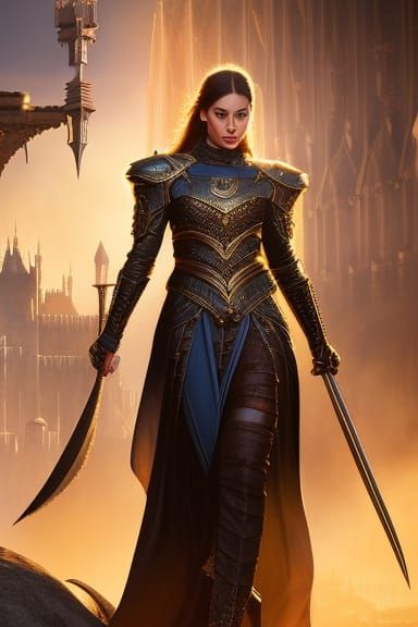 Armored Medieval Woman Portrait in Detailed Matte Painting