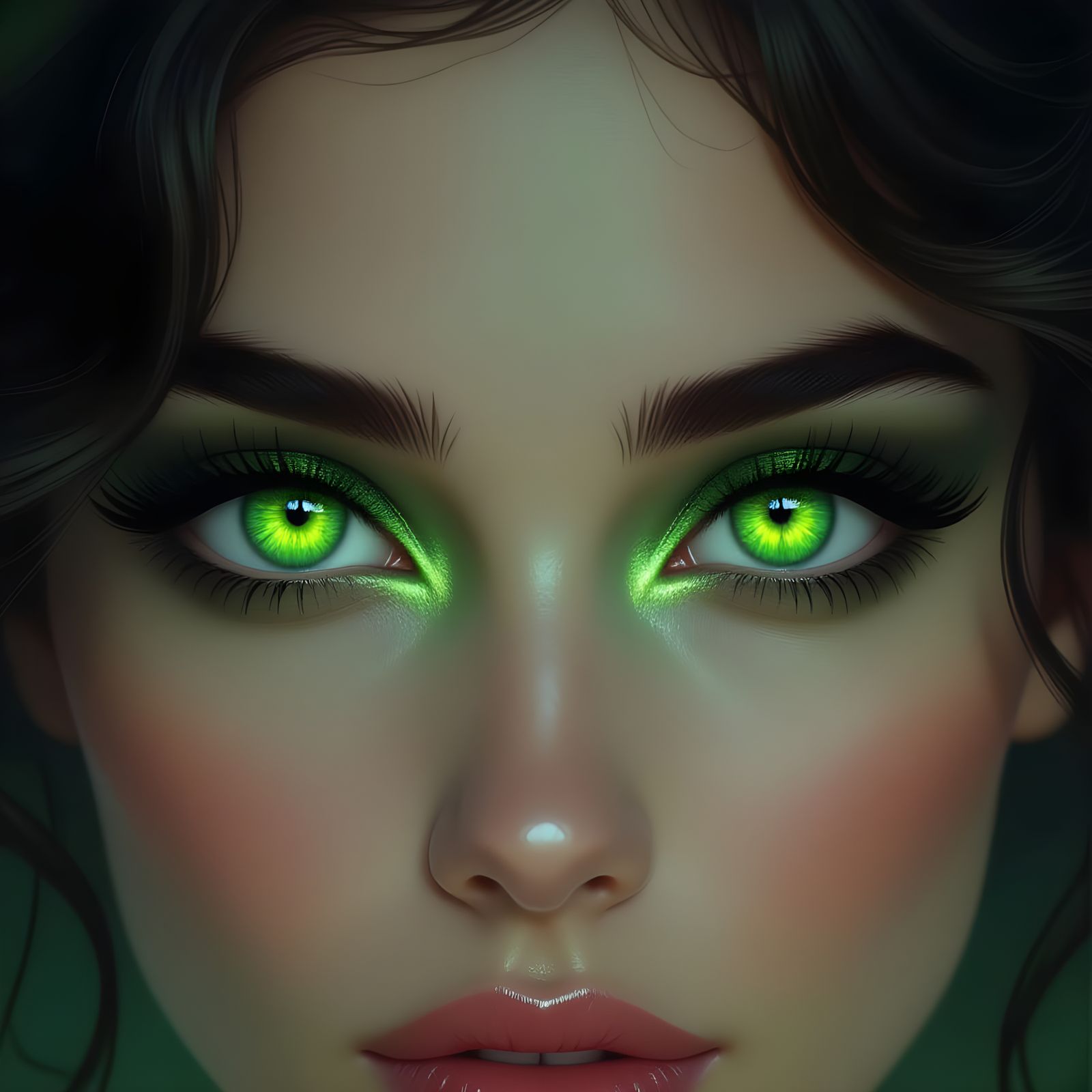 Glowing Green Eyes in Digital Art
