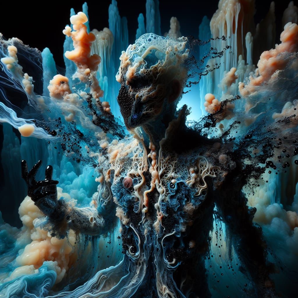 Translucent Man Gliding Through Flooded Reliquary