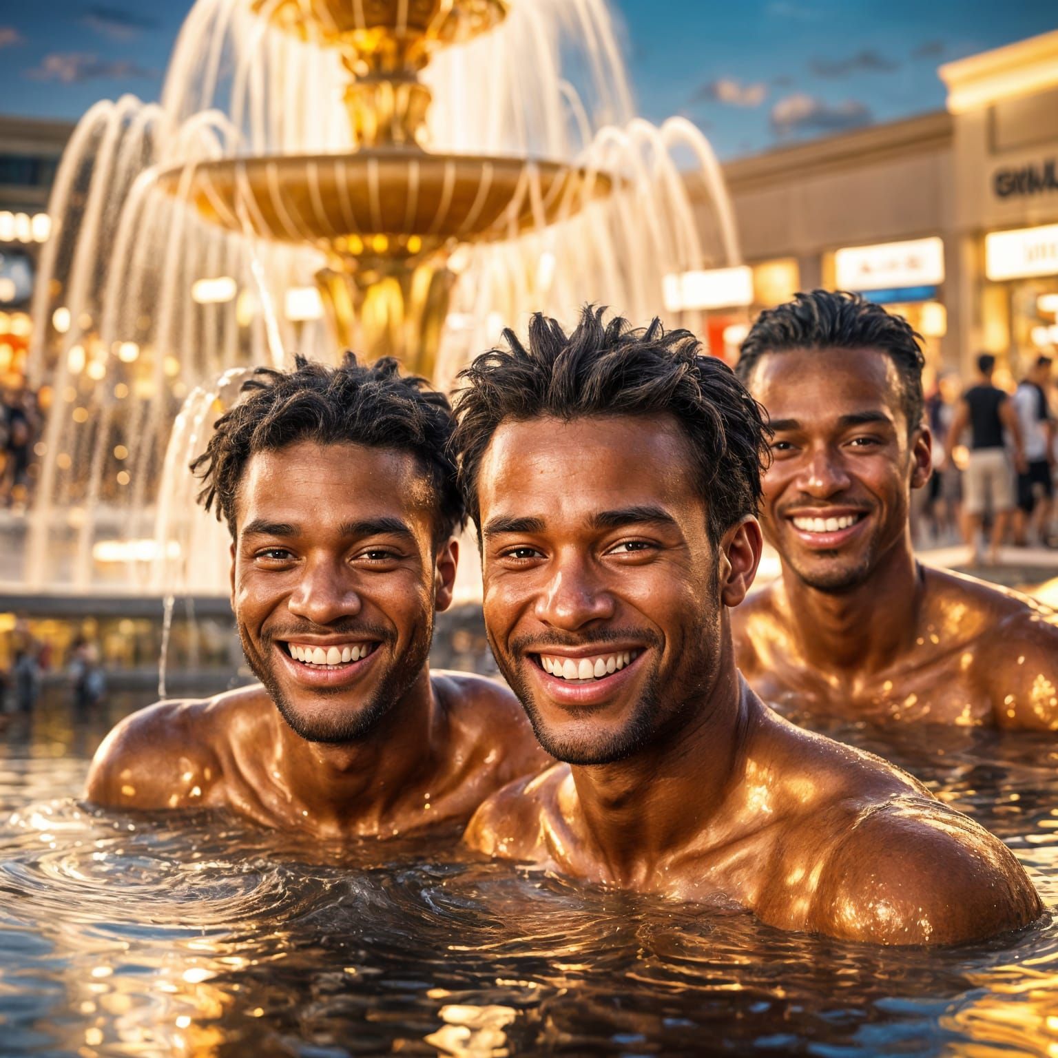 Fountain of Youth in City Mall: Professional Portrait