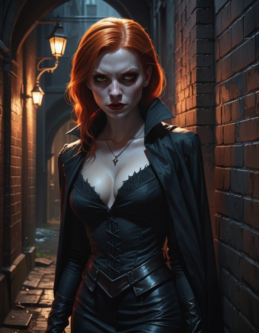 Ginger Vampire in a Gothic Alleyway