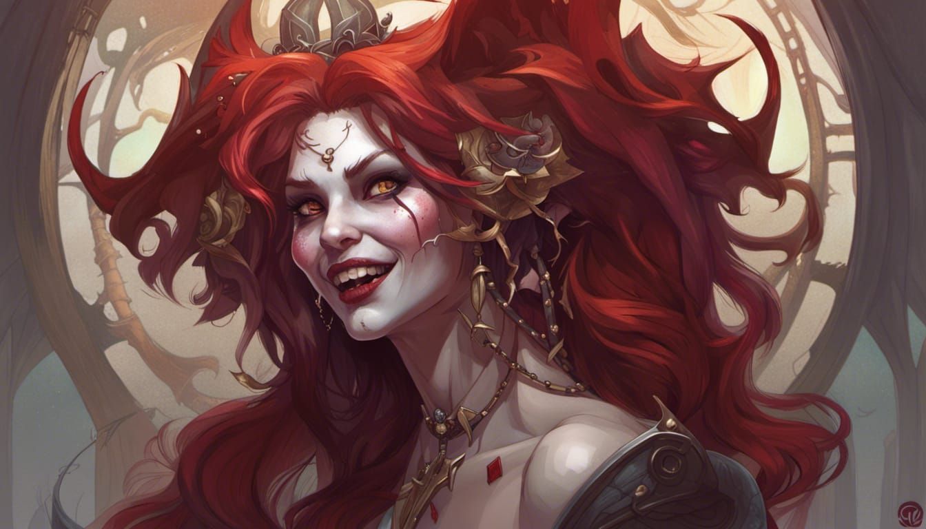 Vampire Sorceress Portrait in Artgerm Style