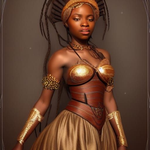 African Princess in Sepia Fantasy Concept Art